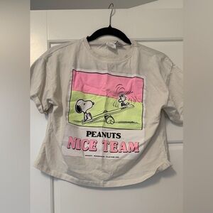 Zara Peanuts Snoopy Kids T-Shirt - Pink and Green